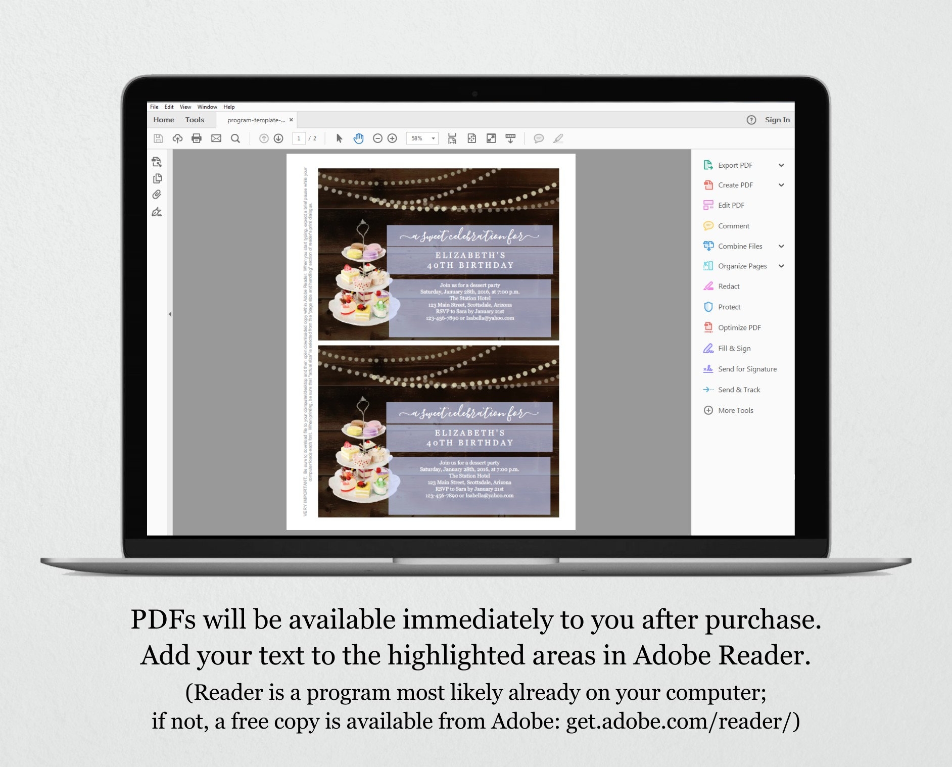 dessert party invitation template