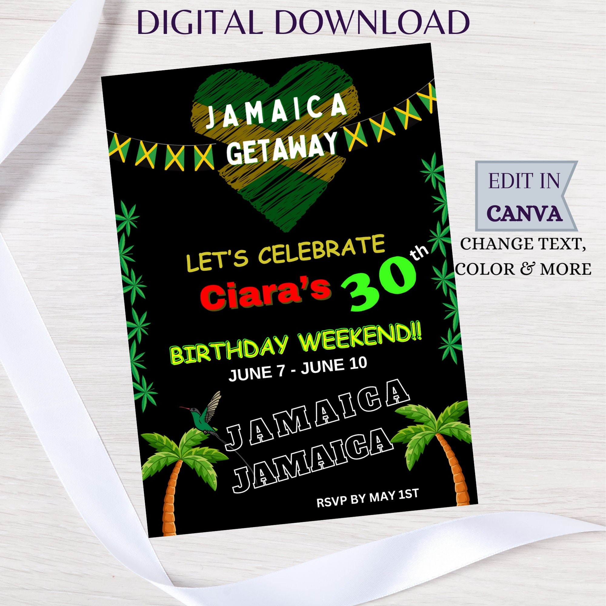 Destination Birthday Invitation Birthday Invite Weed Birthday 