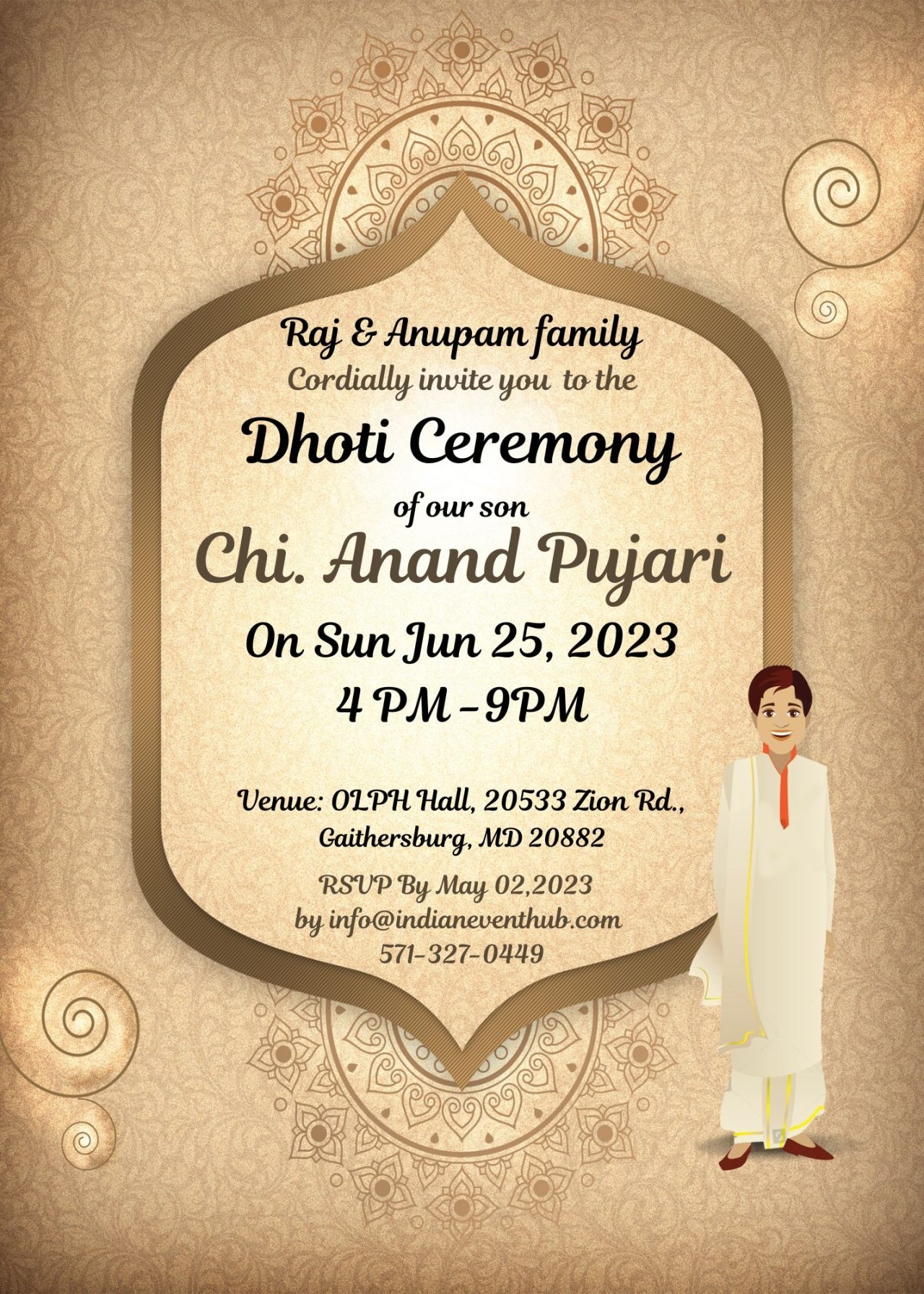 Dhoti Ceremony Invitations Canva Template