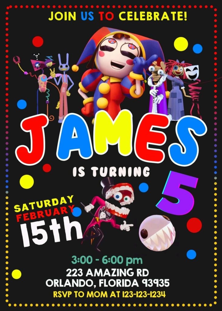 DIGITAL CIRCUS BIRTHDAY INVITATION TEMPLATE Laumarybaby Great Price 
