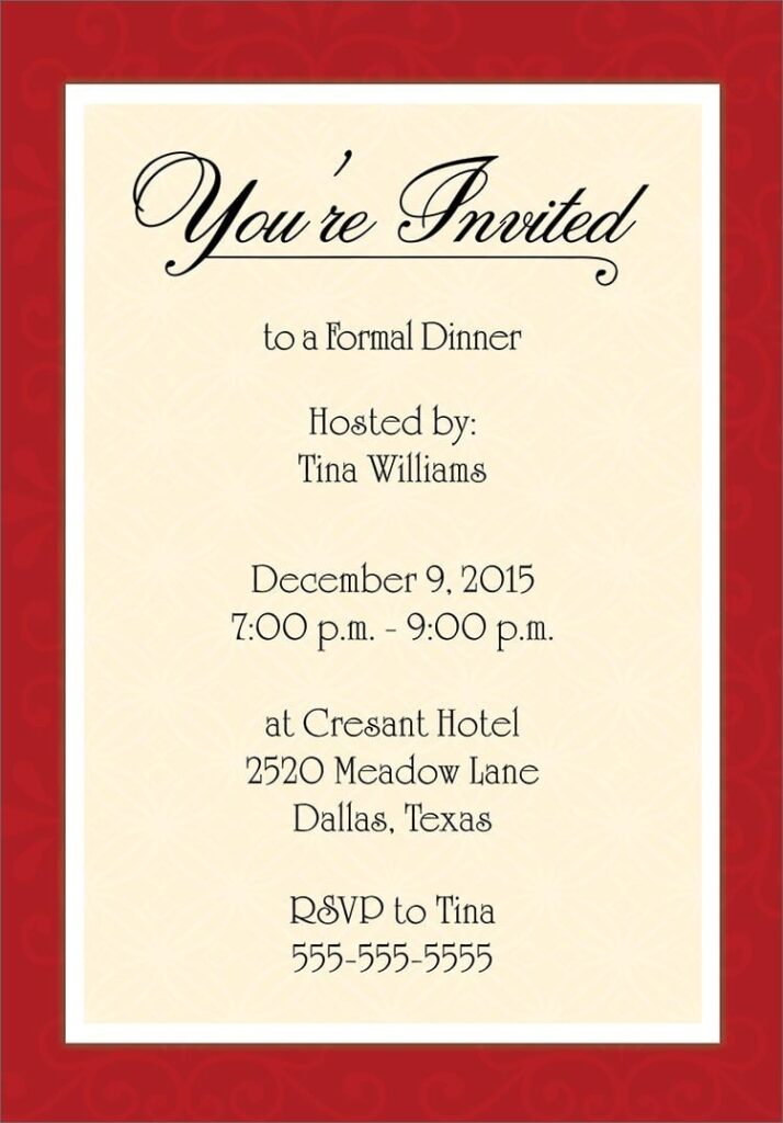 Dinner Party Invitations Templates