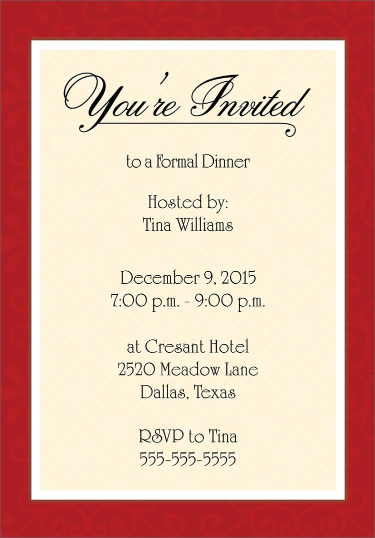 Dinner Party Invitations Templates