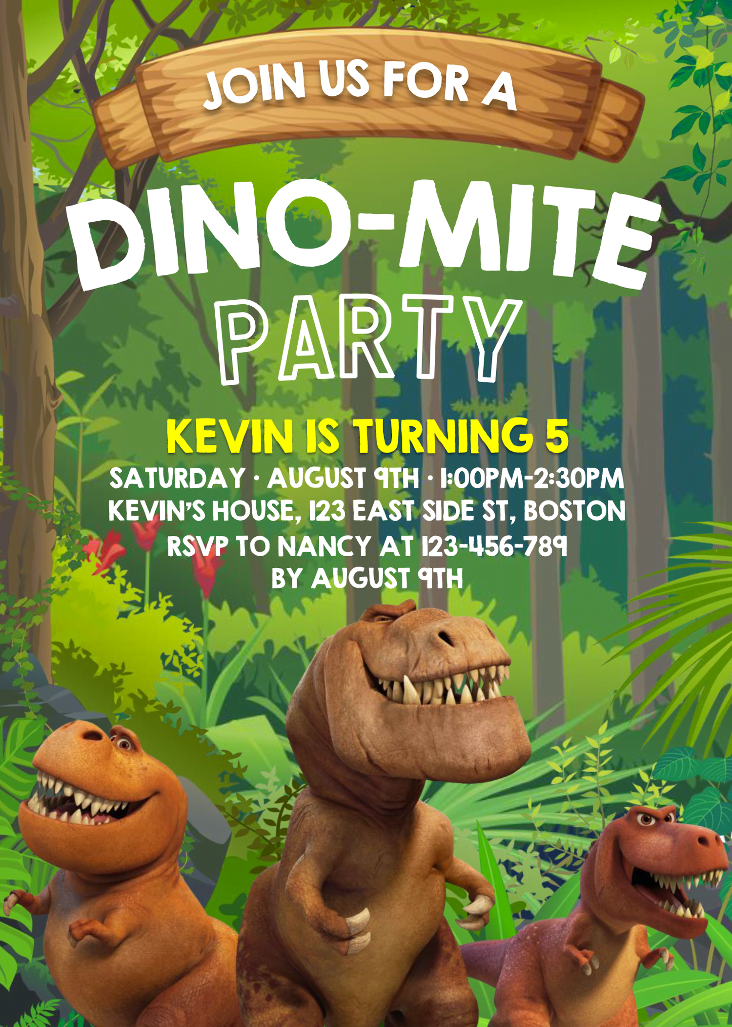 dinosaur birthday invite template free