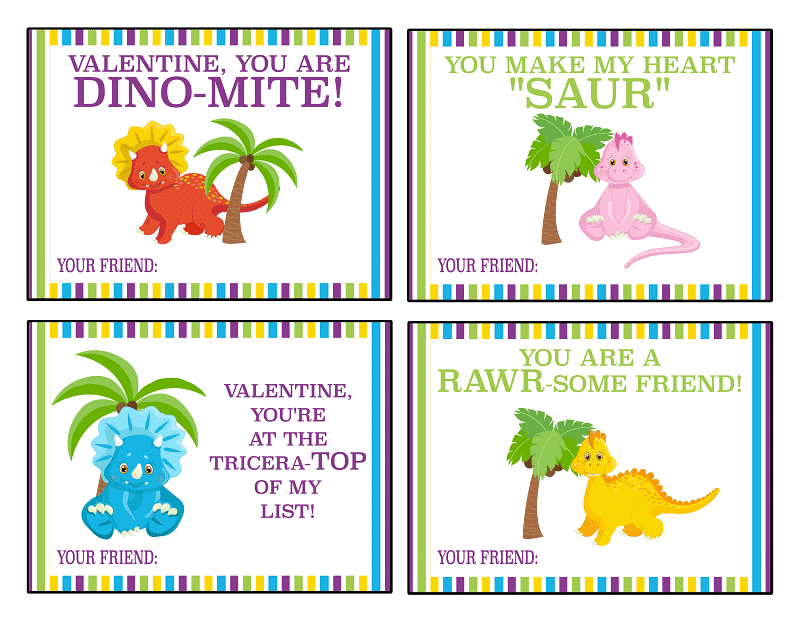 printable dinosaur valentine cards