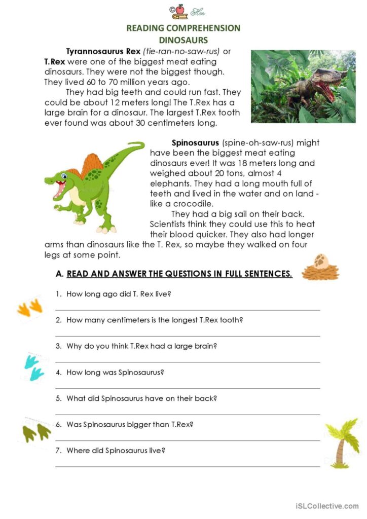 DINOSAURS English ESL Worksheets Pdf Doc