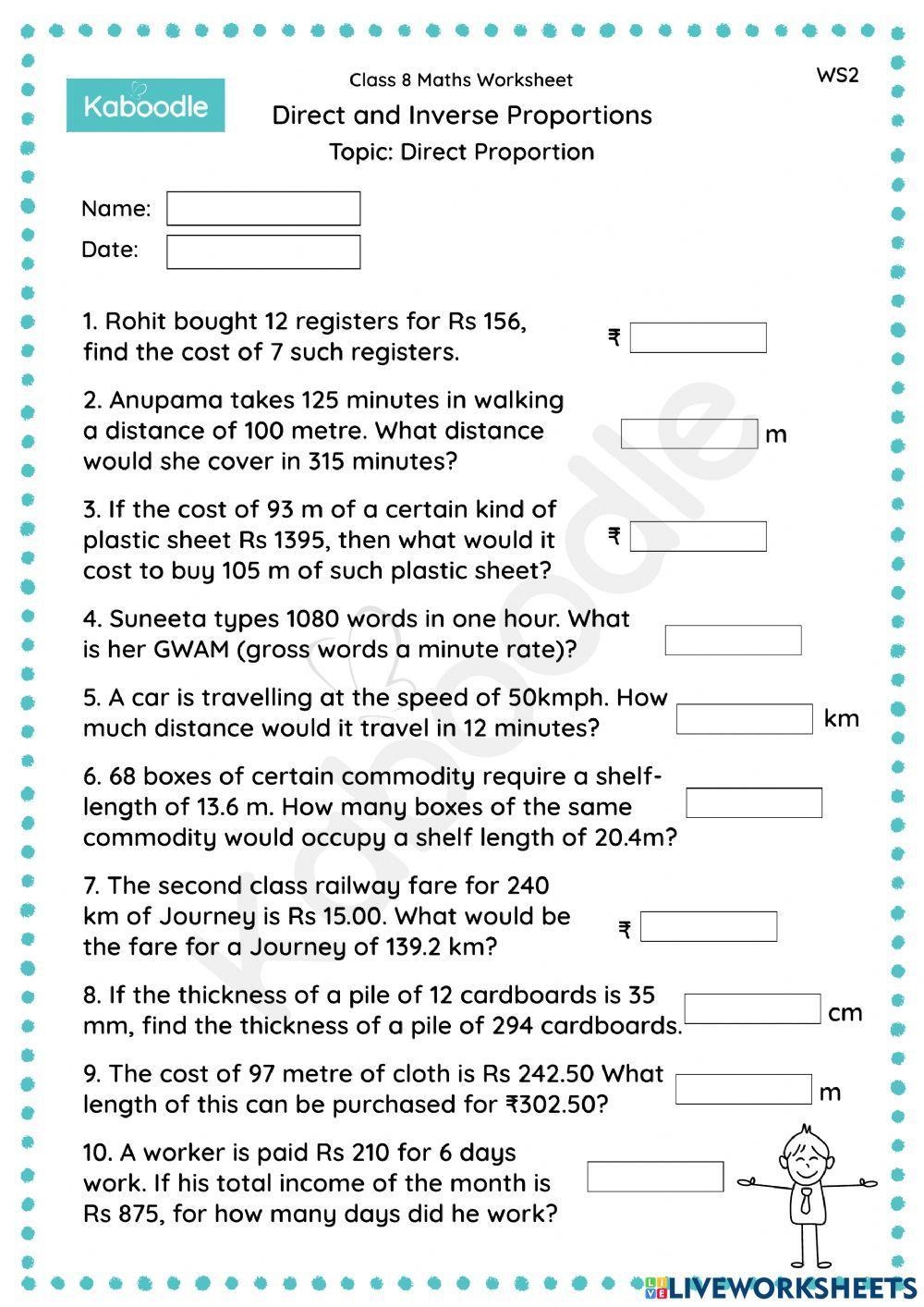 Direct And Inverse Proportion GCSE Questions GCSE Revision Questions 