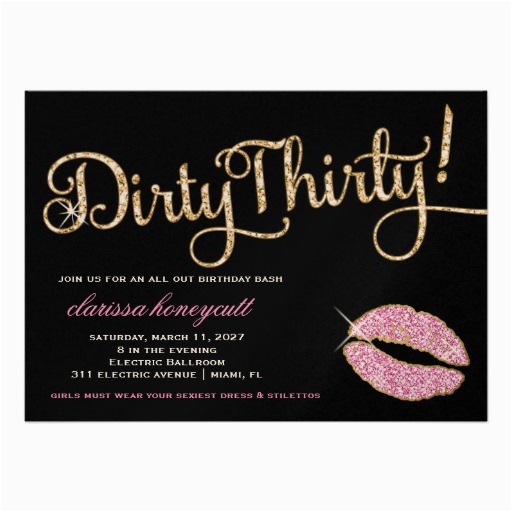 Dirty 30 Birthday Invitation Templates Personalized Dirty Thirty