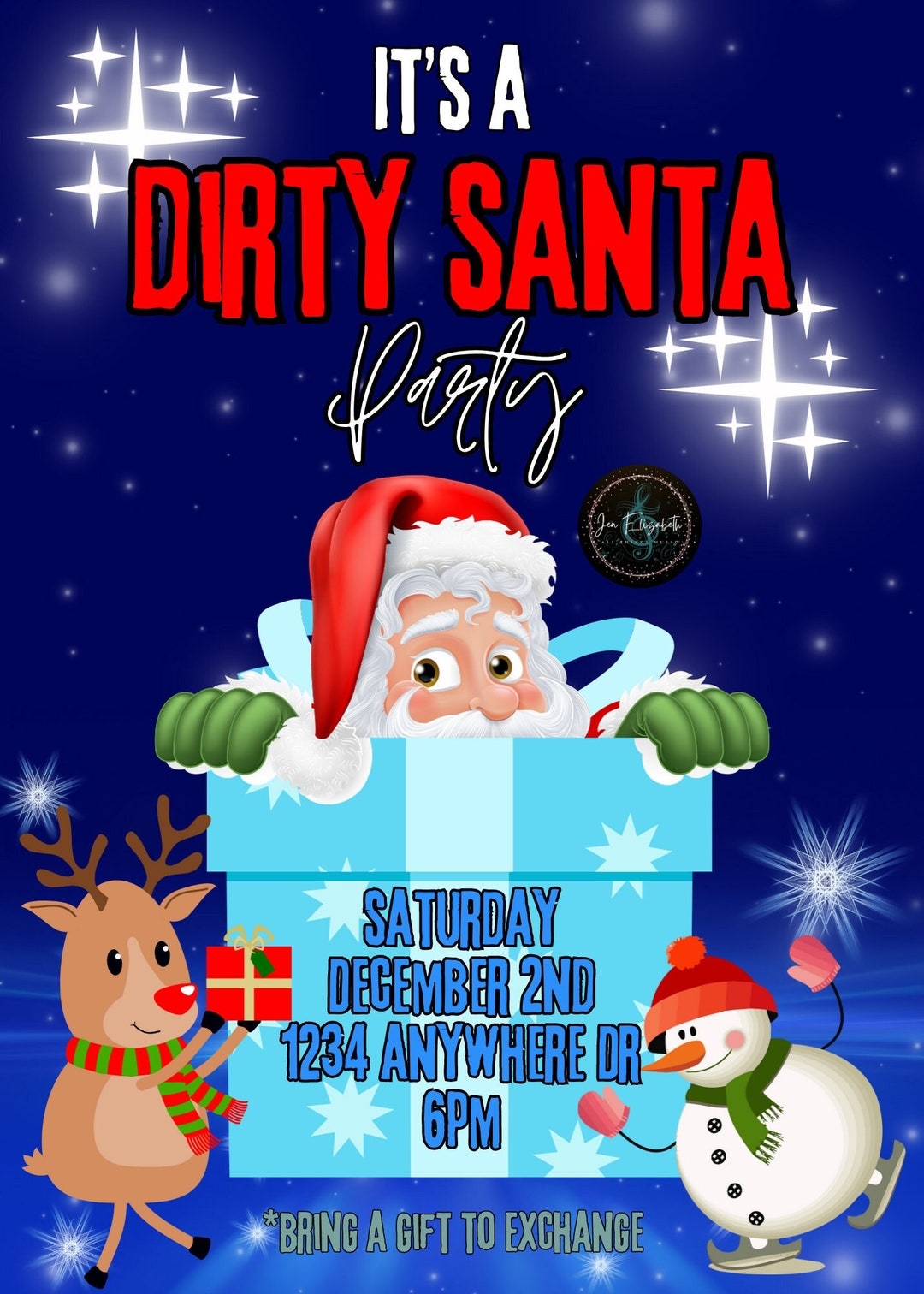 Dirty Santa Invitation Template Etsy