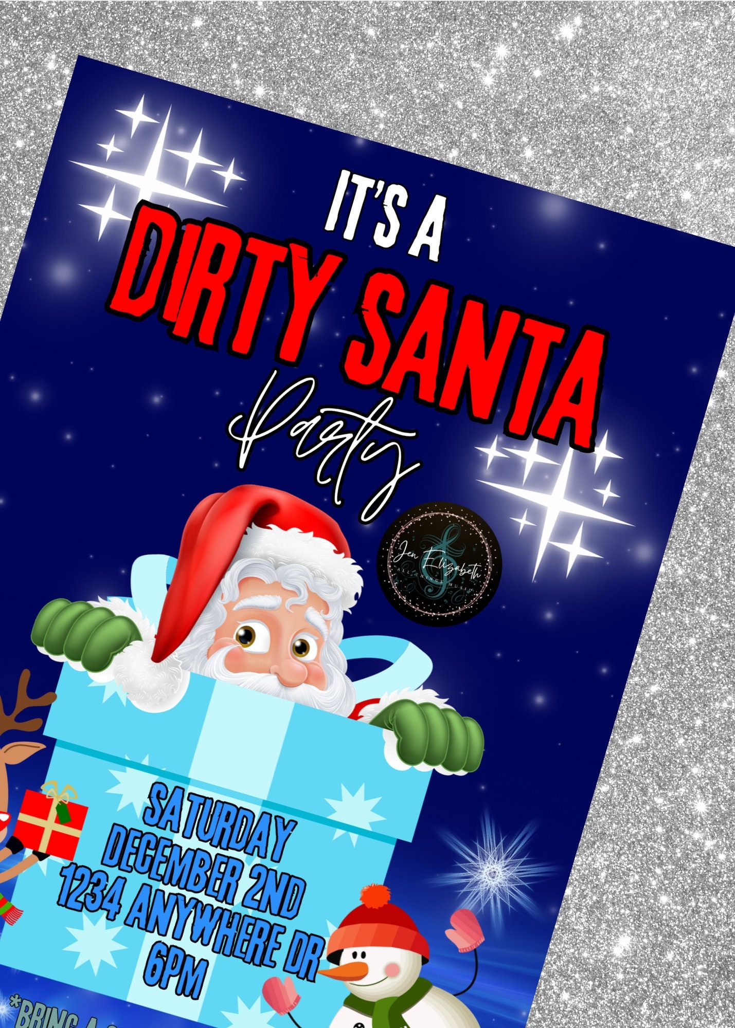 Dirty Santa Invitation Template Etsy