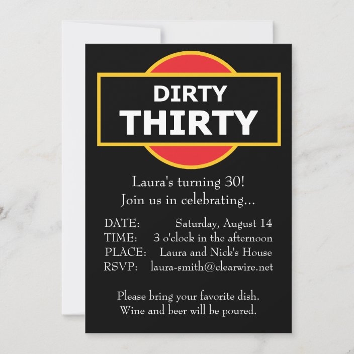 Dirty Thirty Invitation Birthday 30 Zazzle