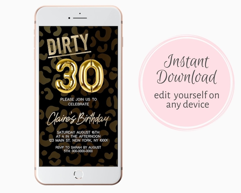 dirty 30 invitation templates