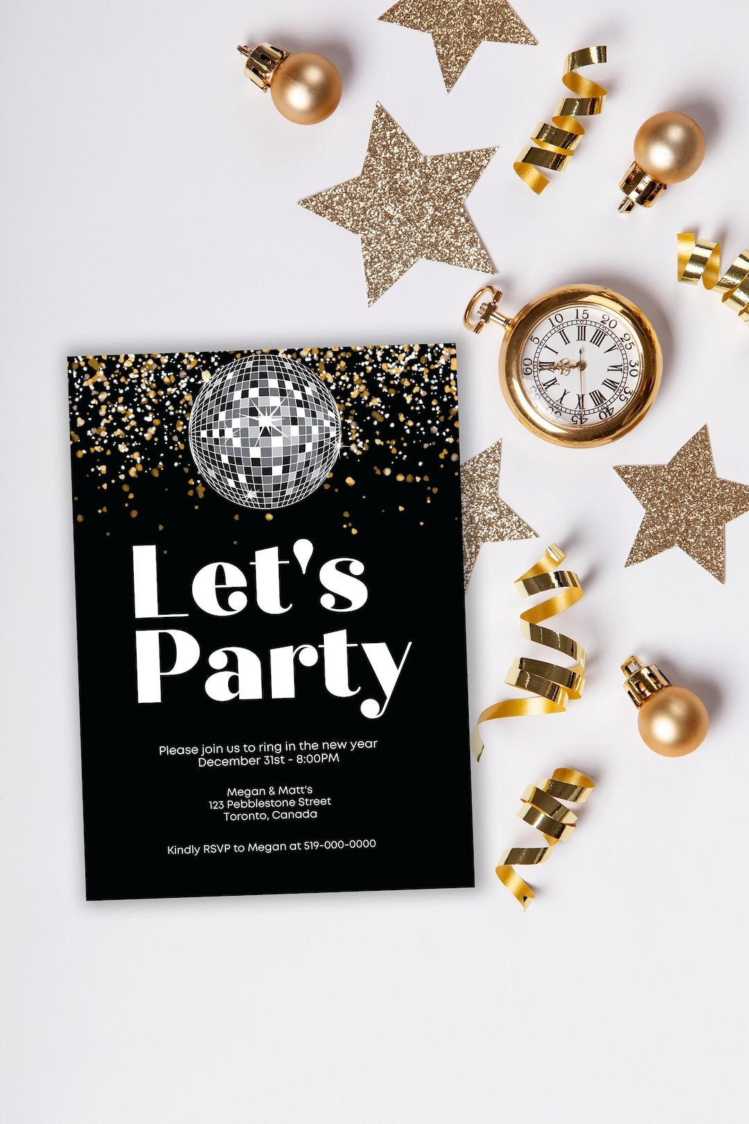Disco Ball Party Invitation Template Dinner Party Invite Holiday 