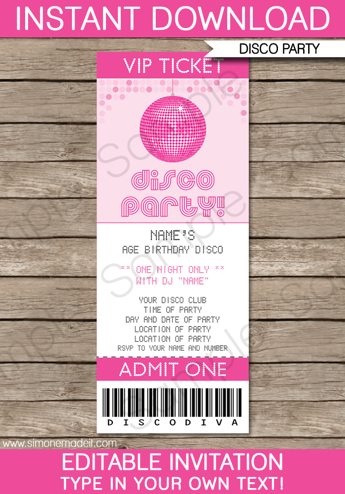 concert ticket birthday invitation template