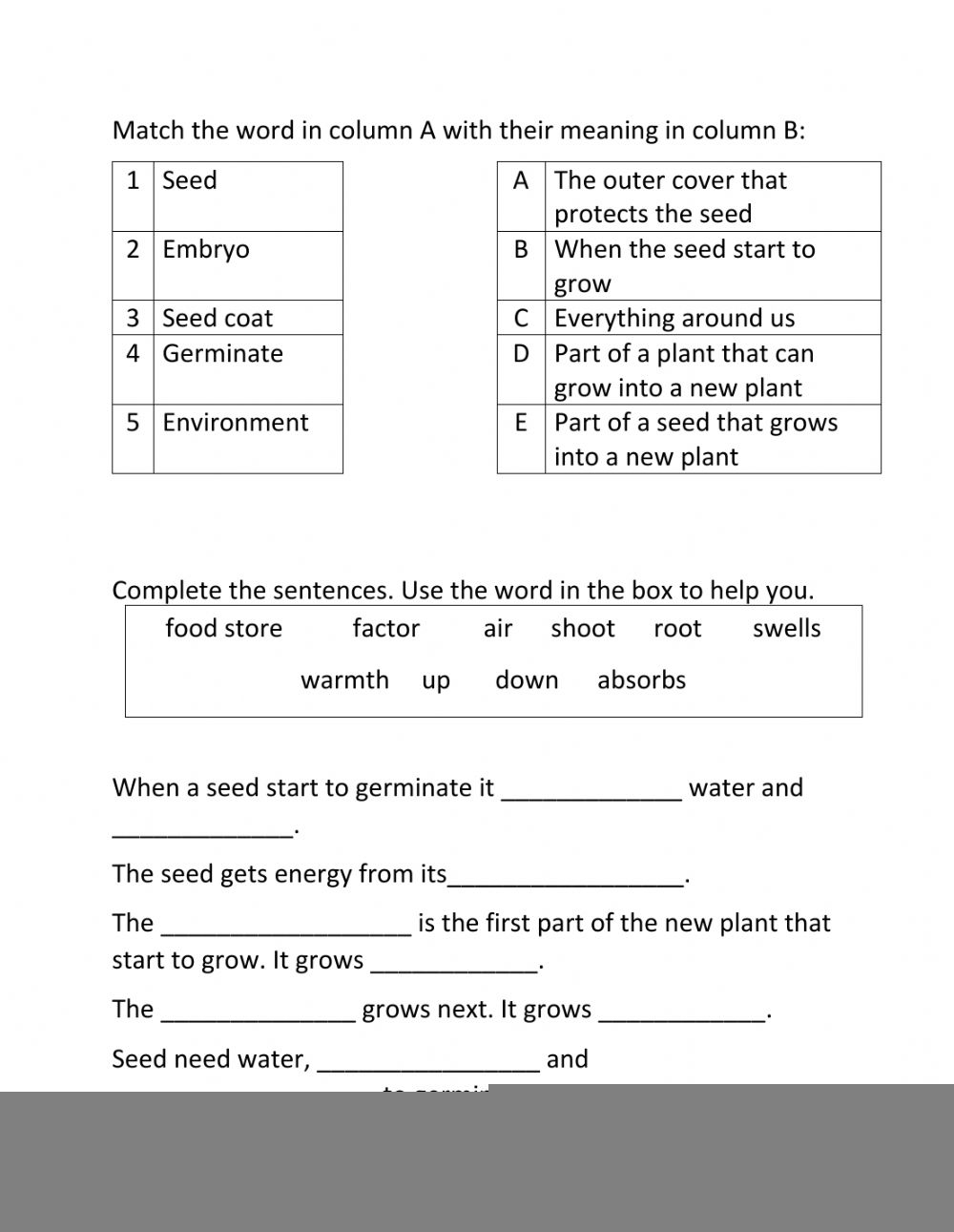 science worksheets for grade 4