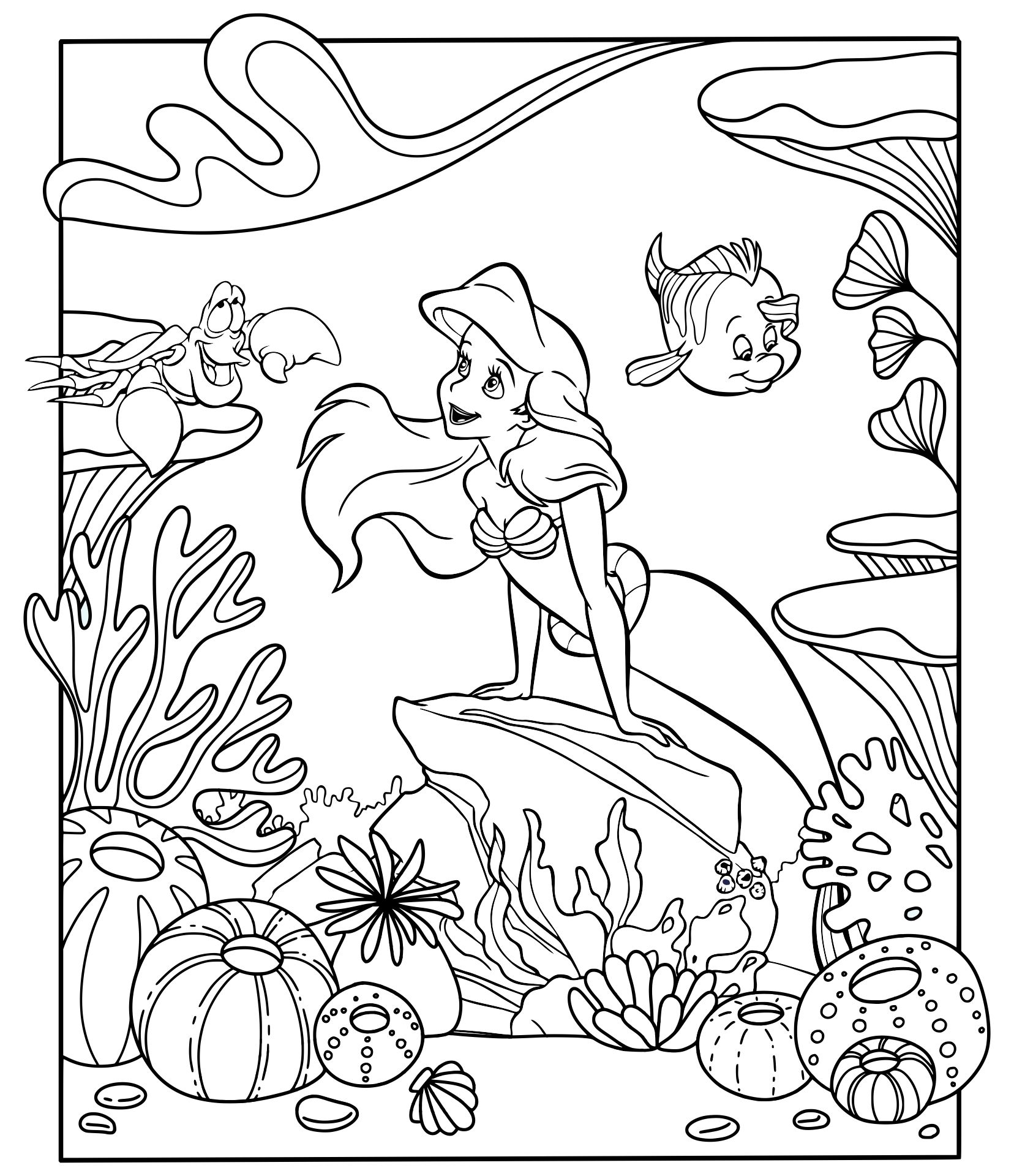 Disney Princess Ariel Coloring Pages 10 Free PDF Printables Printablee