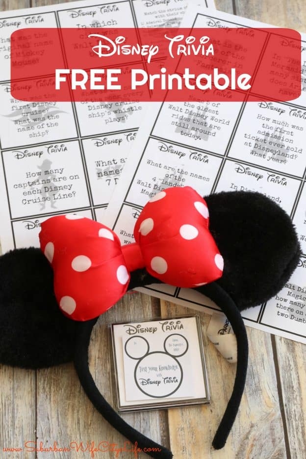 Disney Trivia Free Printable Suburban Wife City Life