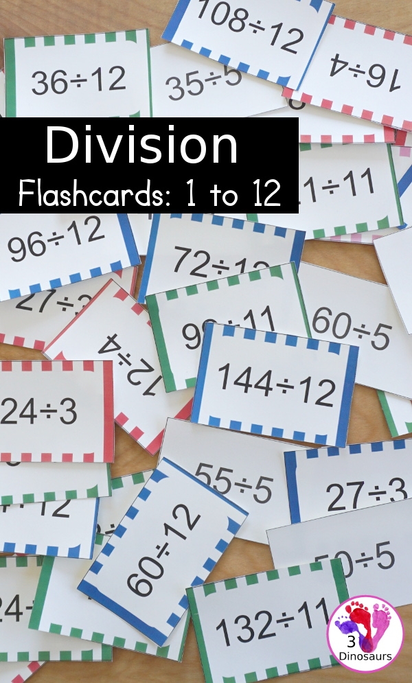 Division Flash Cards Printable Pdf