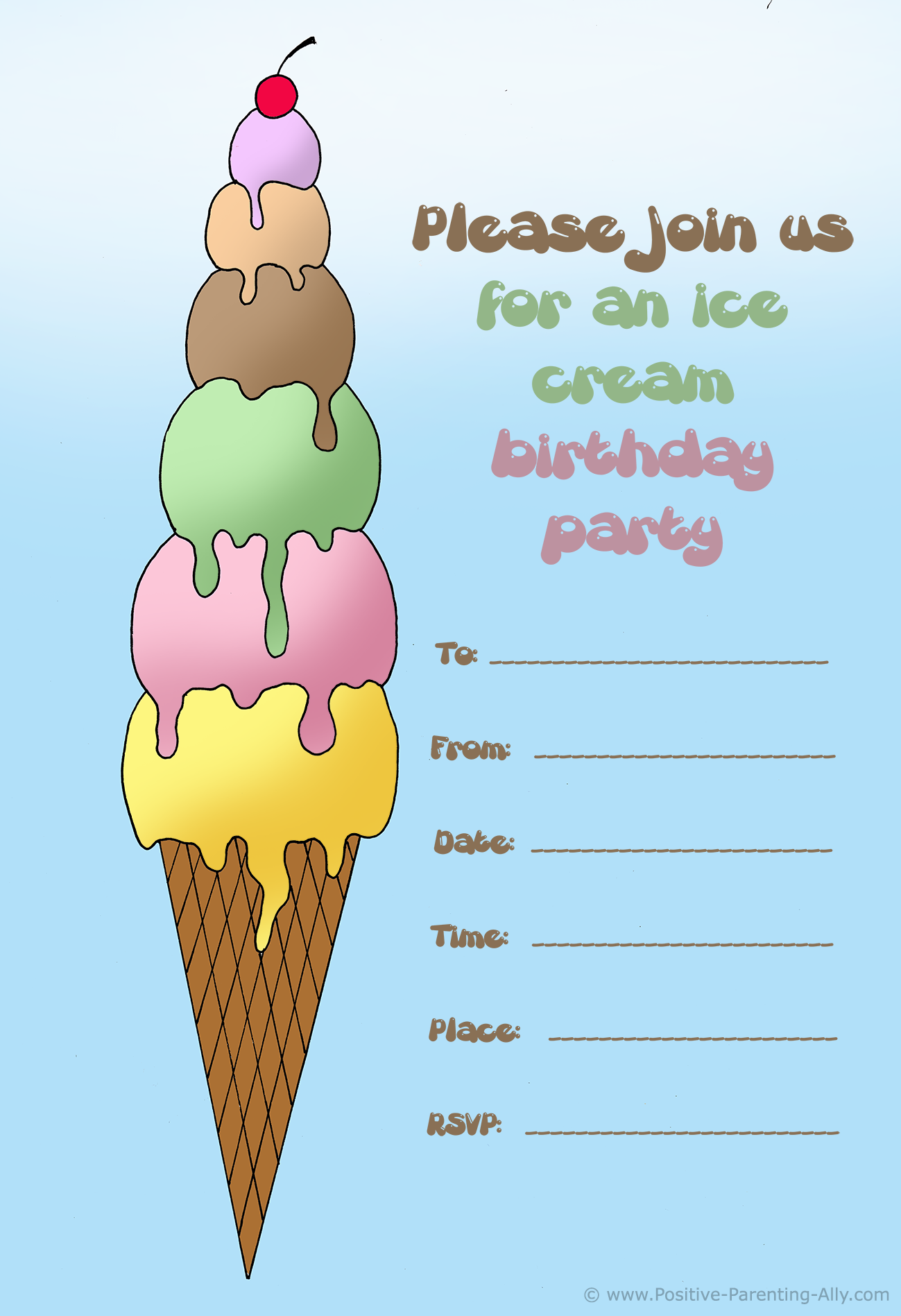 Diy Ice Cream Invitation Template Printable Word Searches