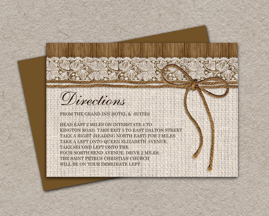 DIY Printable Rustic Wedding Direction Cards Enclosure Cards With 