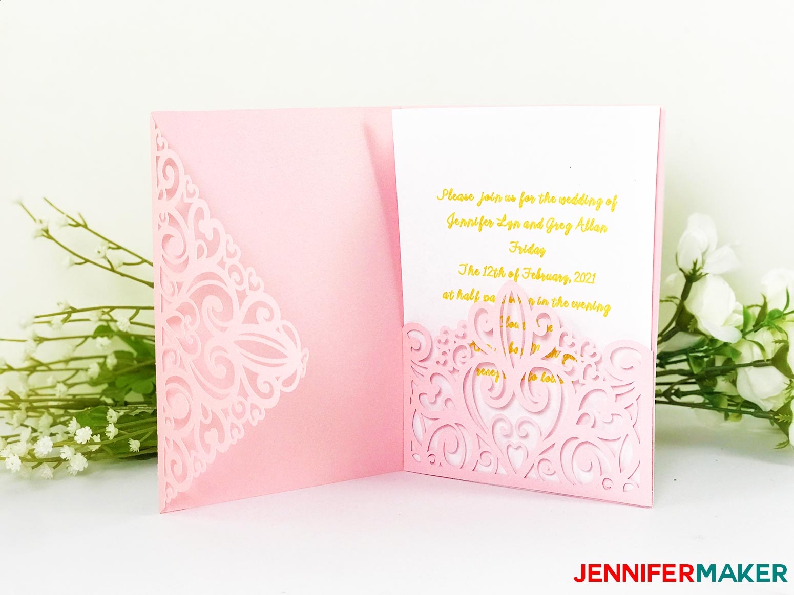 DIY Wedding Invitation Templates Free quot Laser Cut quot Set Jennifer Maker