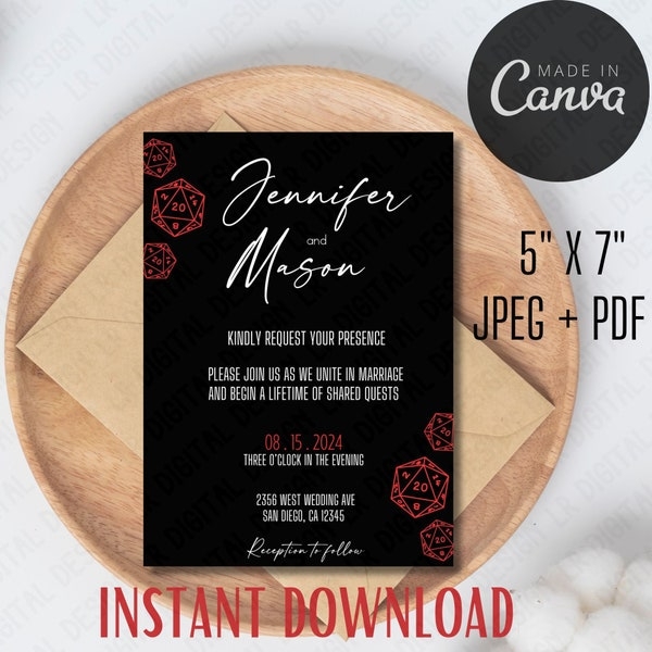 Dnd Wedding Invitation Template Etsy