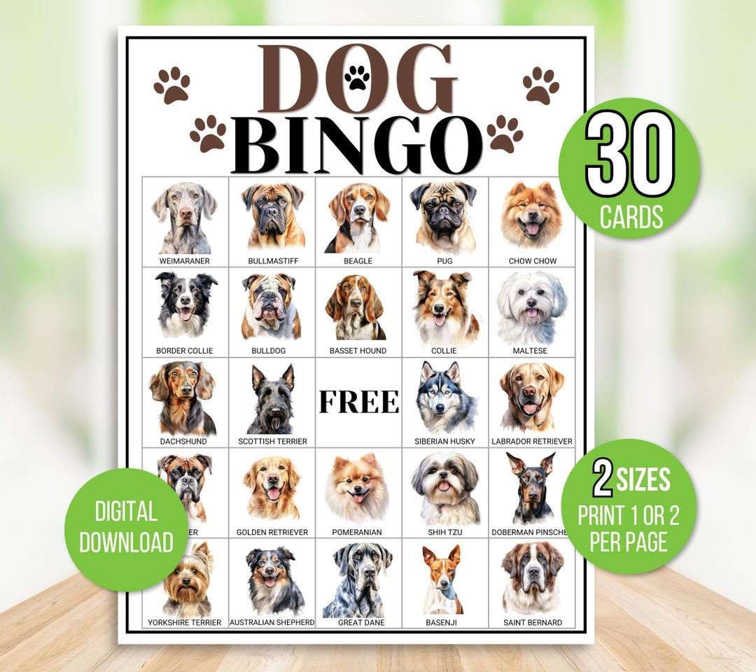 printable dog bingo cards