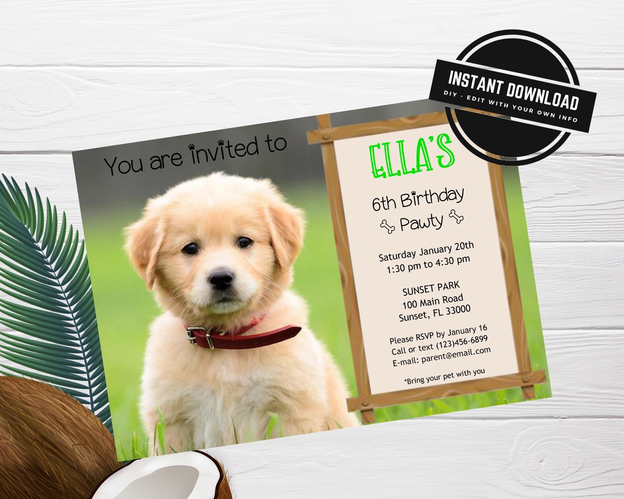 downloadable free dog party invitation template