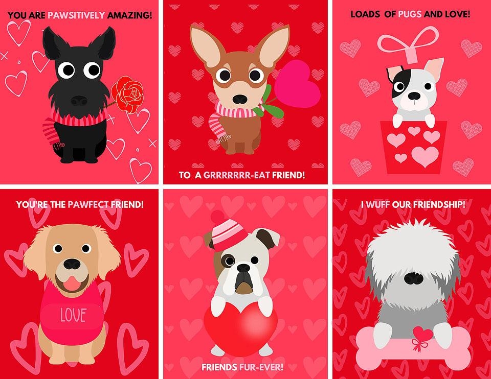 Dog Valentine 39 s Day Cards Free Printable XoxoBella