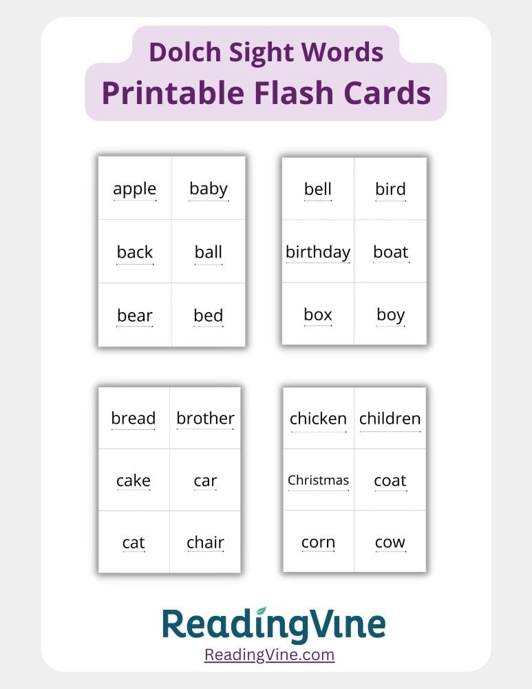 Dolch Sight Word Flash Cards Dolch Words