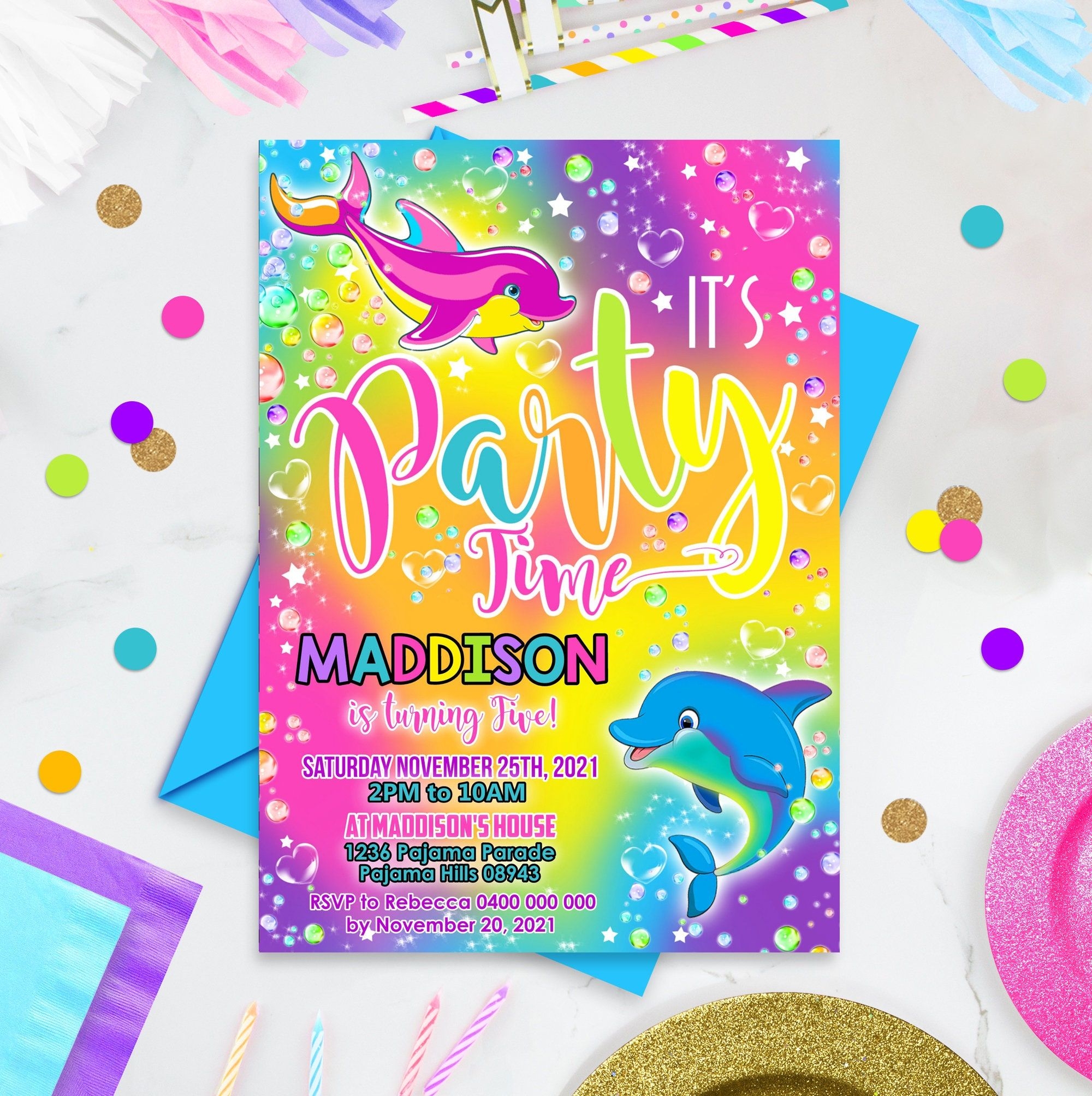 dolphin party invitation template