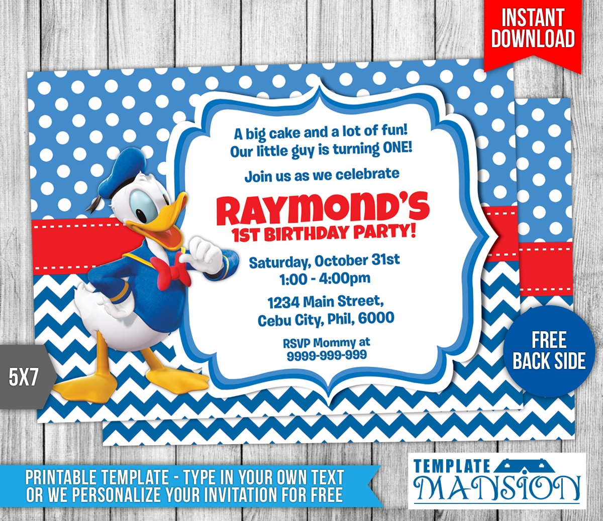 Donald Duck Birthday Invitation Template 1 By Templatemansion On 