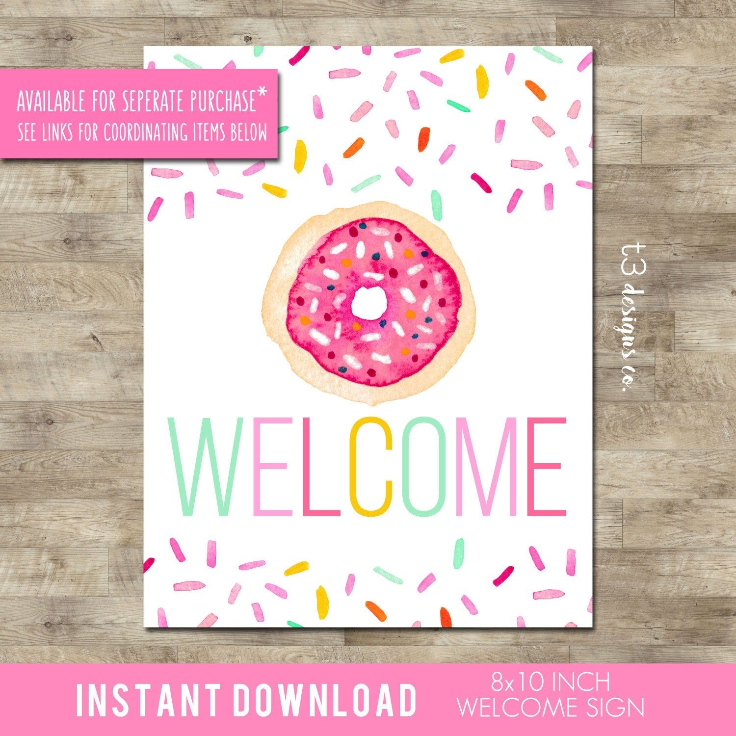 Donut Birthday Invitation Template Girl Birthday Invitation Etsy