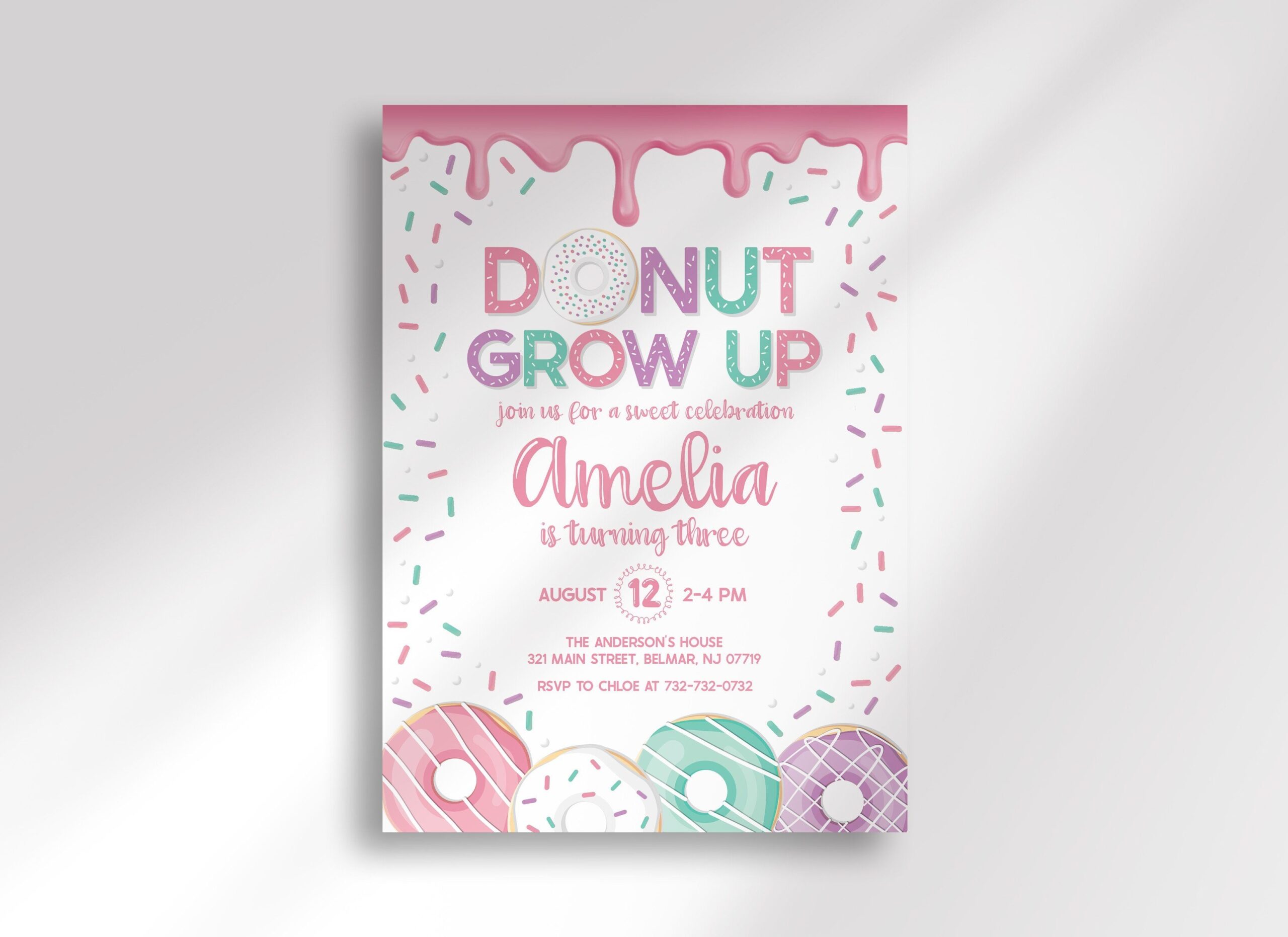donut grow up invitation template free