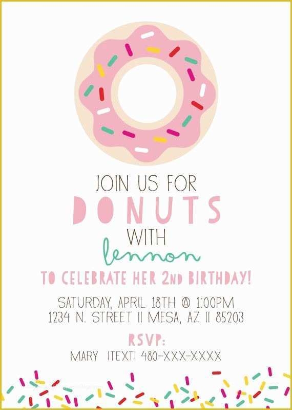 Donut Invitation Template Free Of Donut Birthday Party Invitation 