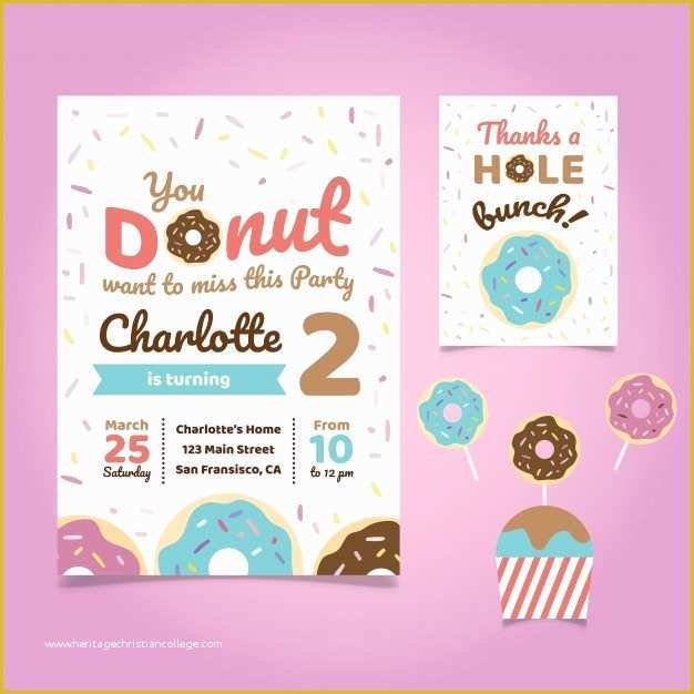 Donut Invitation Template Free Of Donut Theme Birthday Party Invitation 