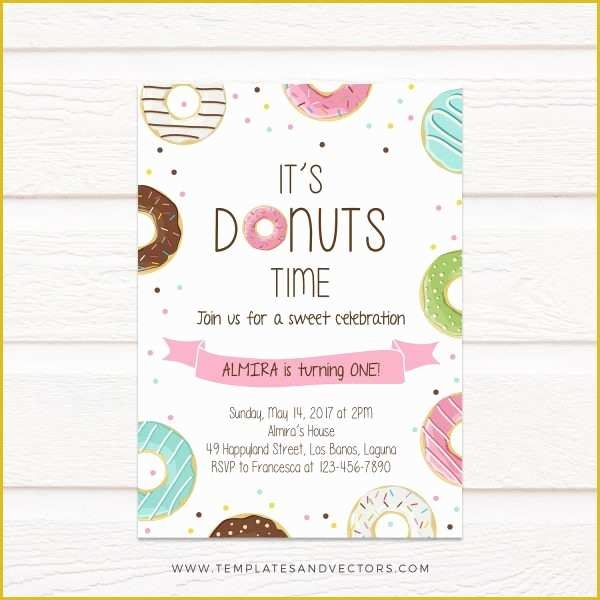 Donut Invitation Template Free Of Tvb080 Donut Party Birthday 