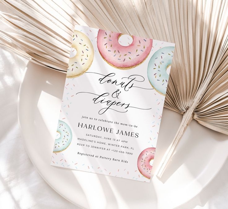 Donuts And Diapers Baby Shower Invitation Template Baby Sweet Sprinkle 