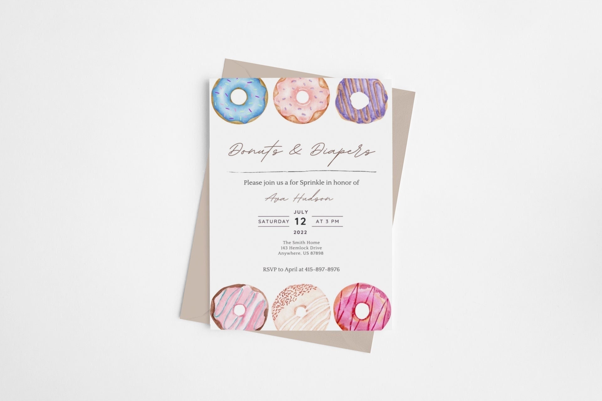 Donuts And Diapers Invitation Template Donuts Diapers Etsy