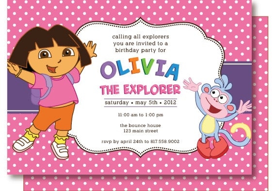 Dora Explorer Birthday Invitation Template