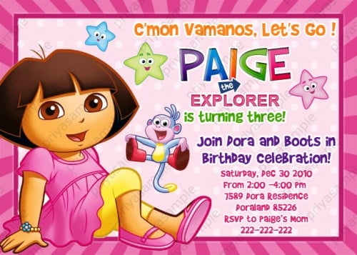 Dora The Explorer 3rd Birthday Invitations FREE Printable Birthday 