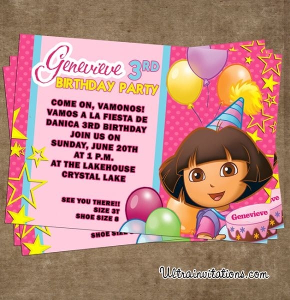 dora birthday invitation template