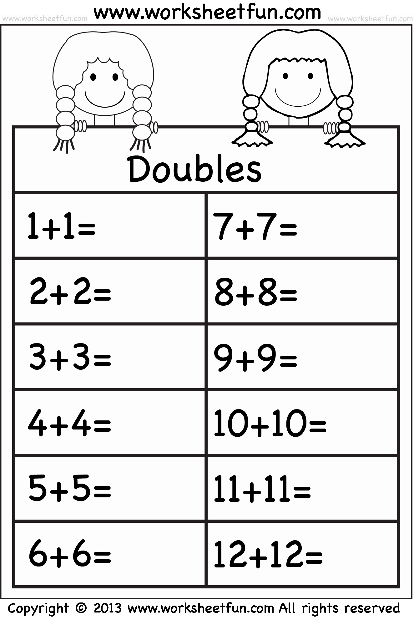 Double Facts Worksheets Elegant Addition Doubles 1 Worksheet Free 