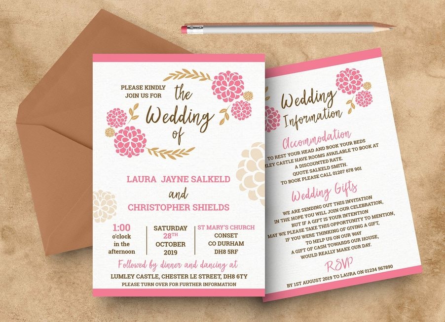 Double Sided Wedding Invitation Templates