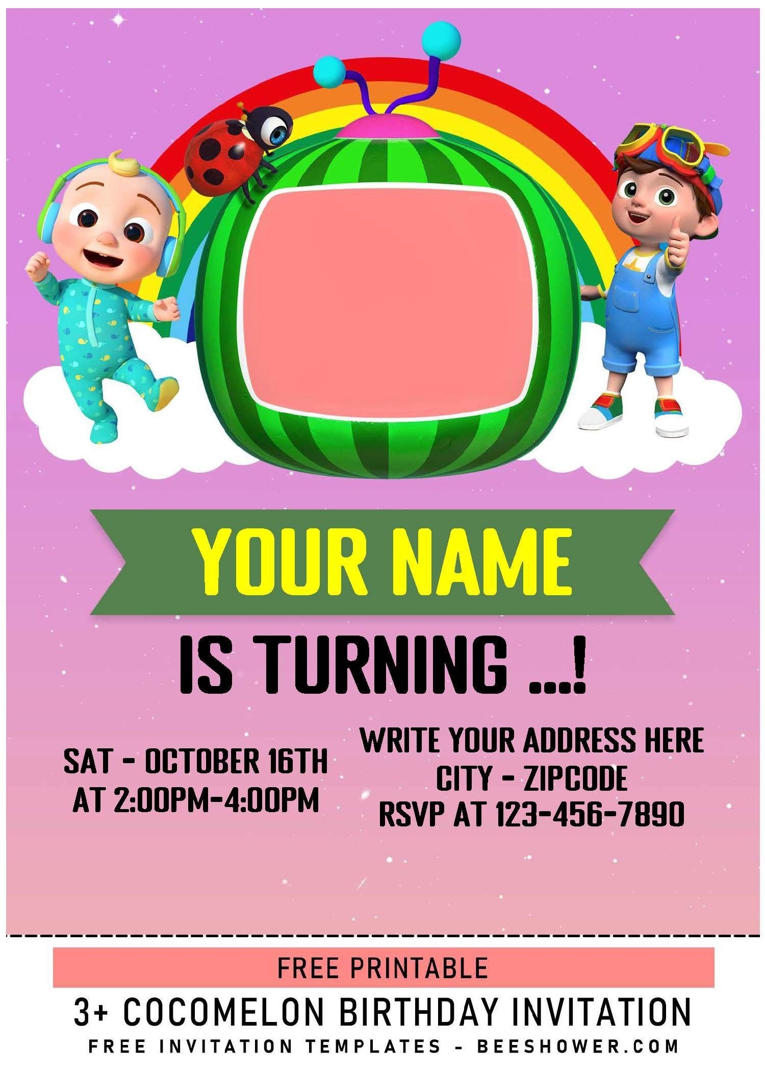 cocomelon 1st birthday invitation template free