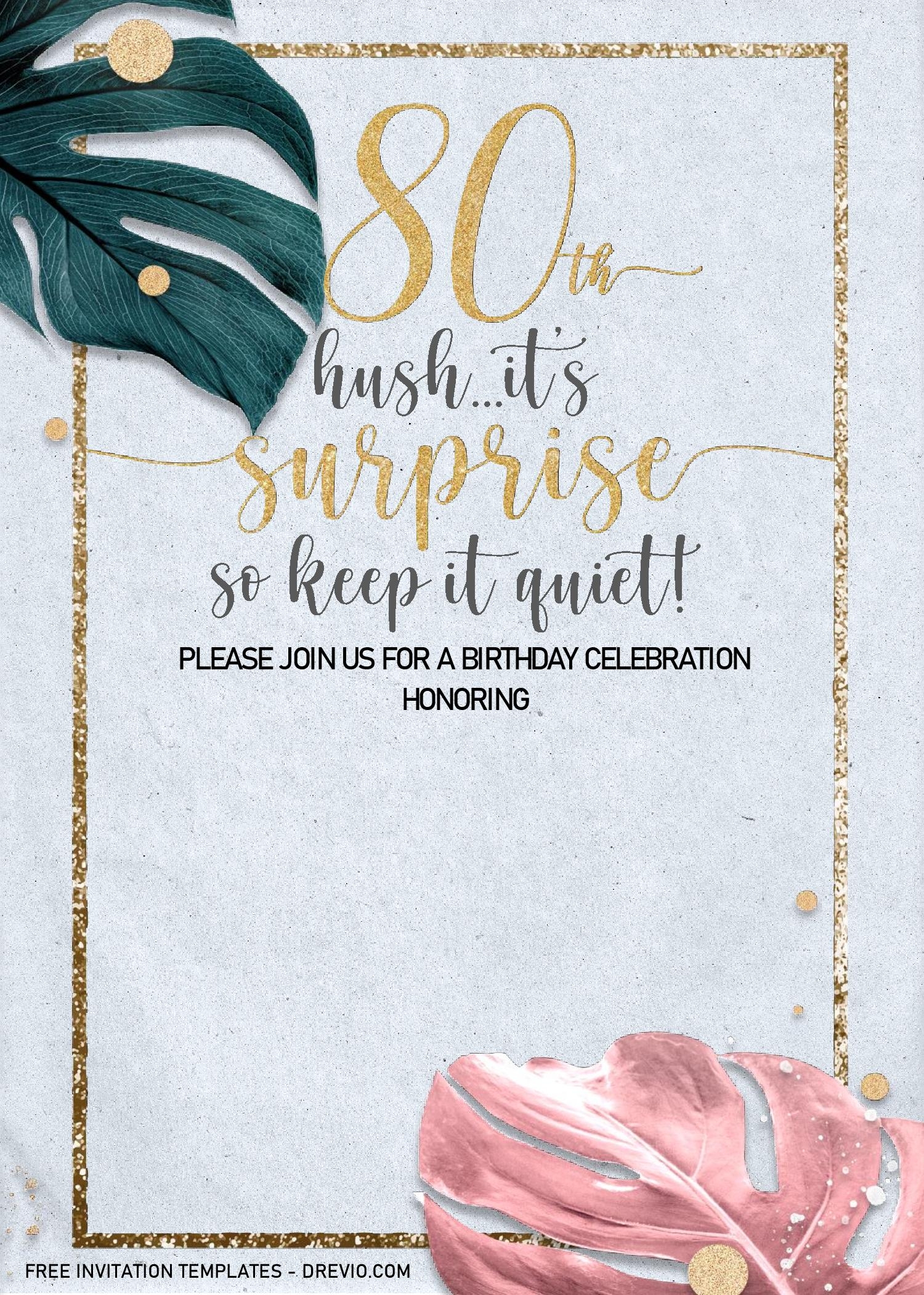 Downloadable 80Th Birthday Invitation Template