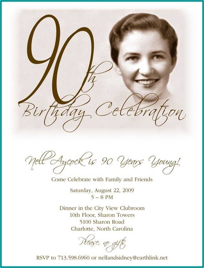 Downloadable 90th Birthday Invitation Template Free Invitations