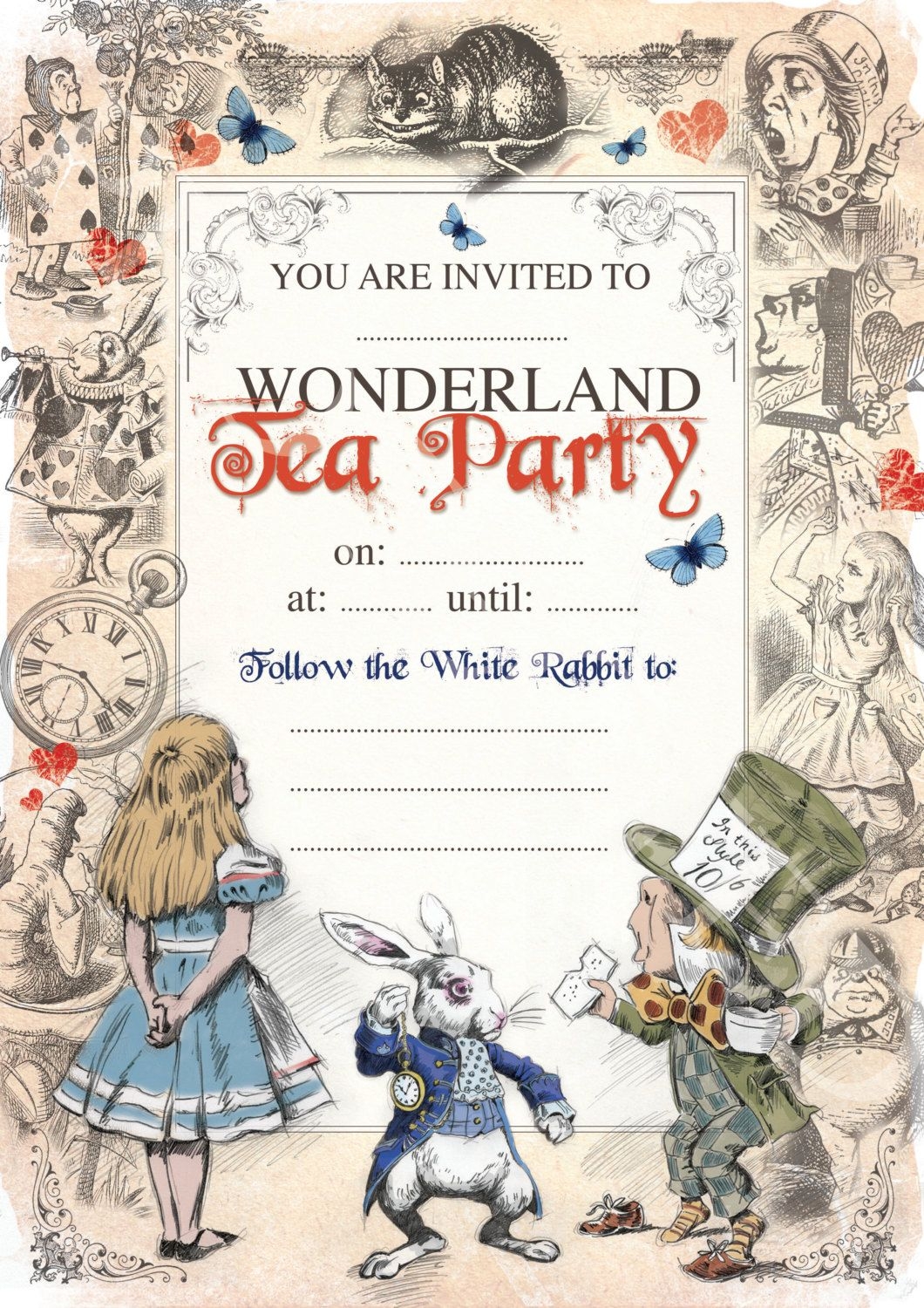 downloadable alice in wonderland invitation template free