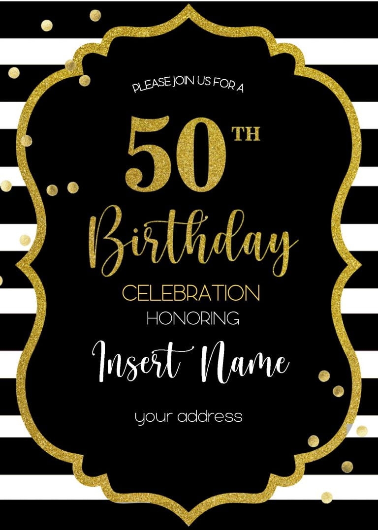 Downloadable Editable 50Th Birthday Invitation Templates Free