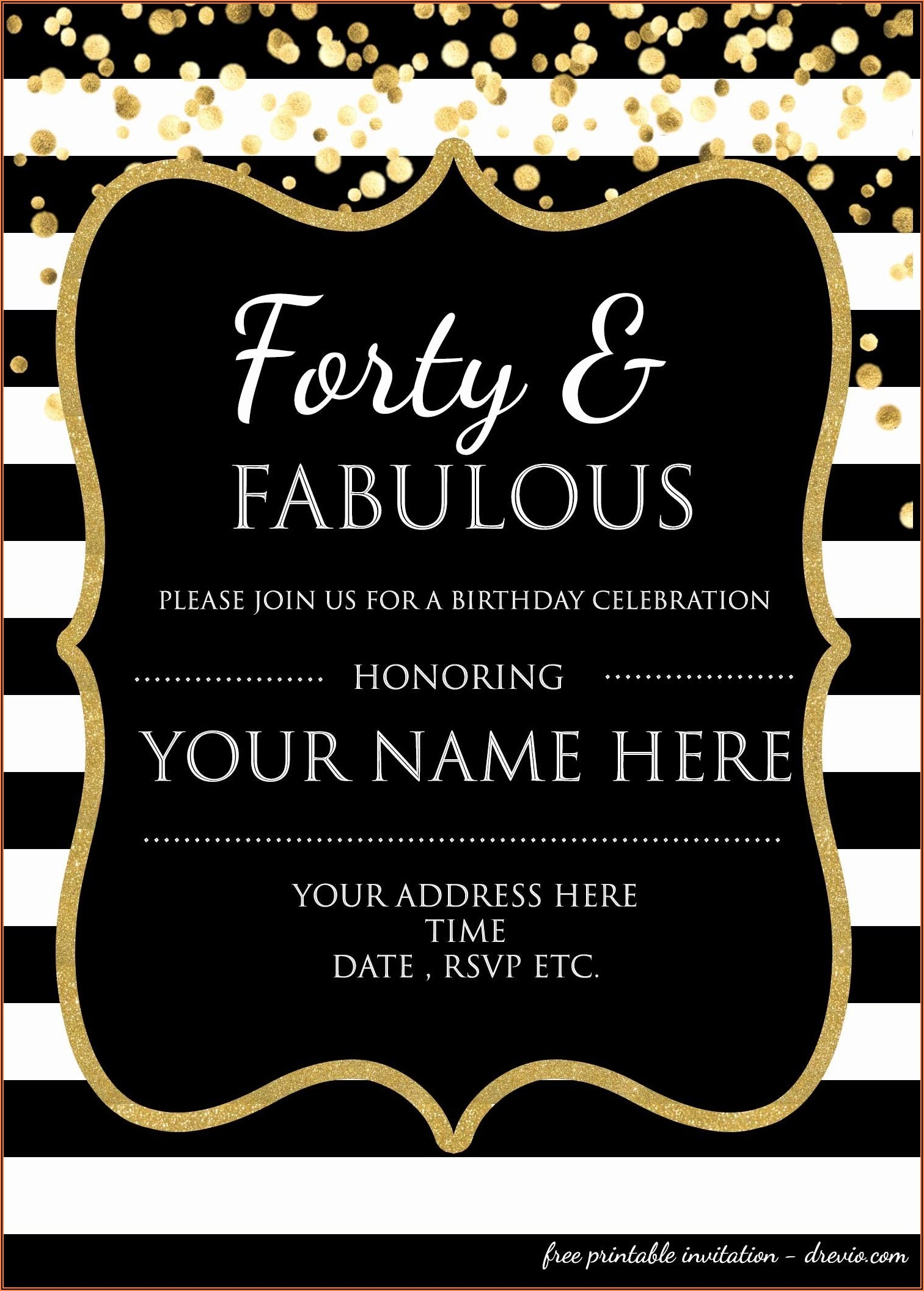 Downloadable Editable Free 40th Birthday Invitations Templates 