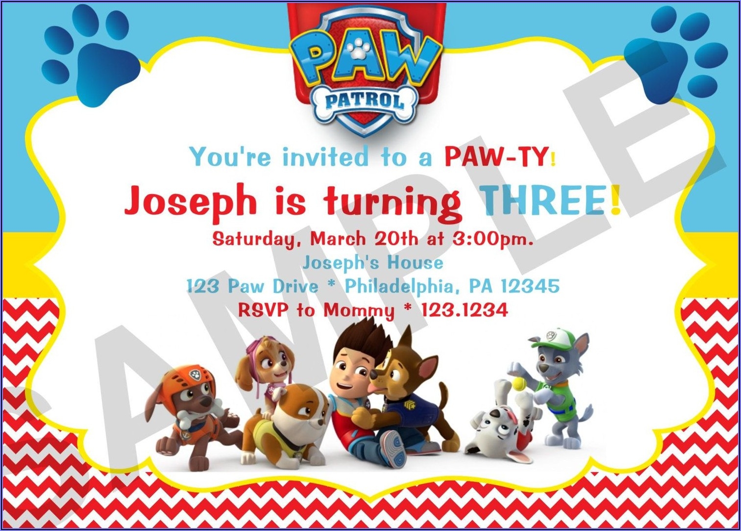 downloadable editable paw patrol birthday invitation template free